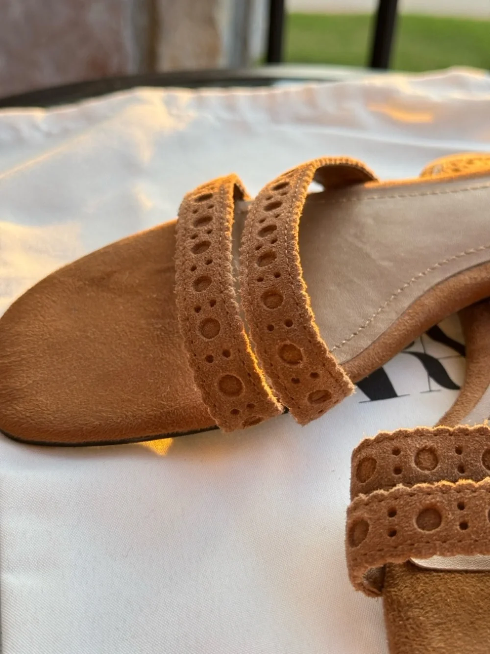 ZARA Brown Suede Double-Strap Slide Sandals - Picture 6 of 8